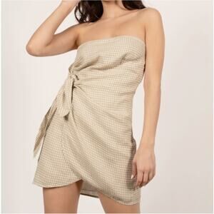 Winston White Devyn Strapless Checkered Dress Tan White Size Small